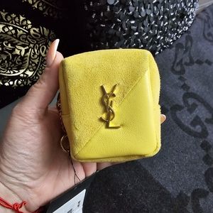 Saint Laurent "Jamie" YSL Logo Yellow cube Charm keychain Key Holder